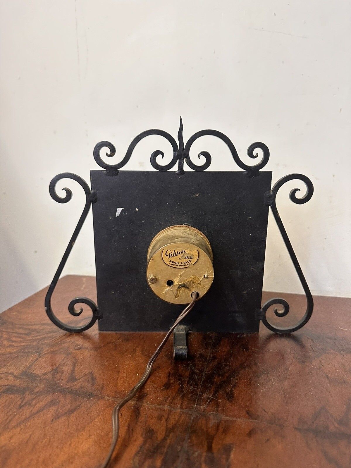 Very Rare 1930’s Wrought Iron Shelf Desk Clock By Gibson Baumé & Co Ltd photo Home Decor