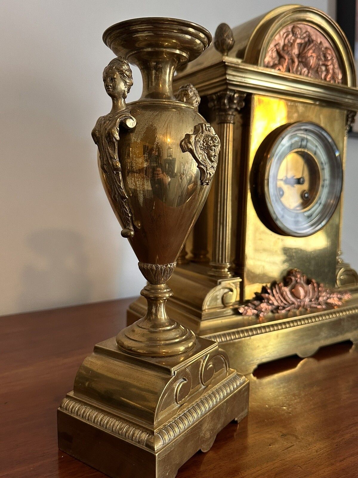 photo furniture Outstanding French 19th Century Architectural Garniture Mantle Clock By L. Marti
