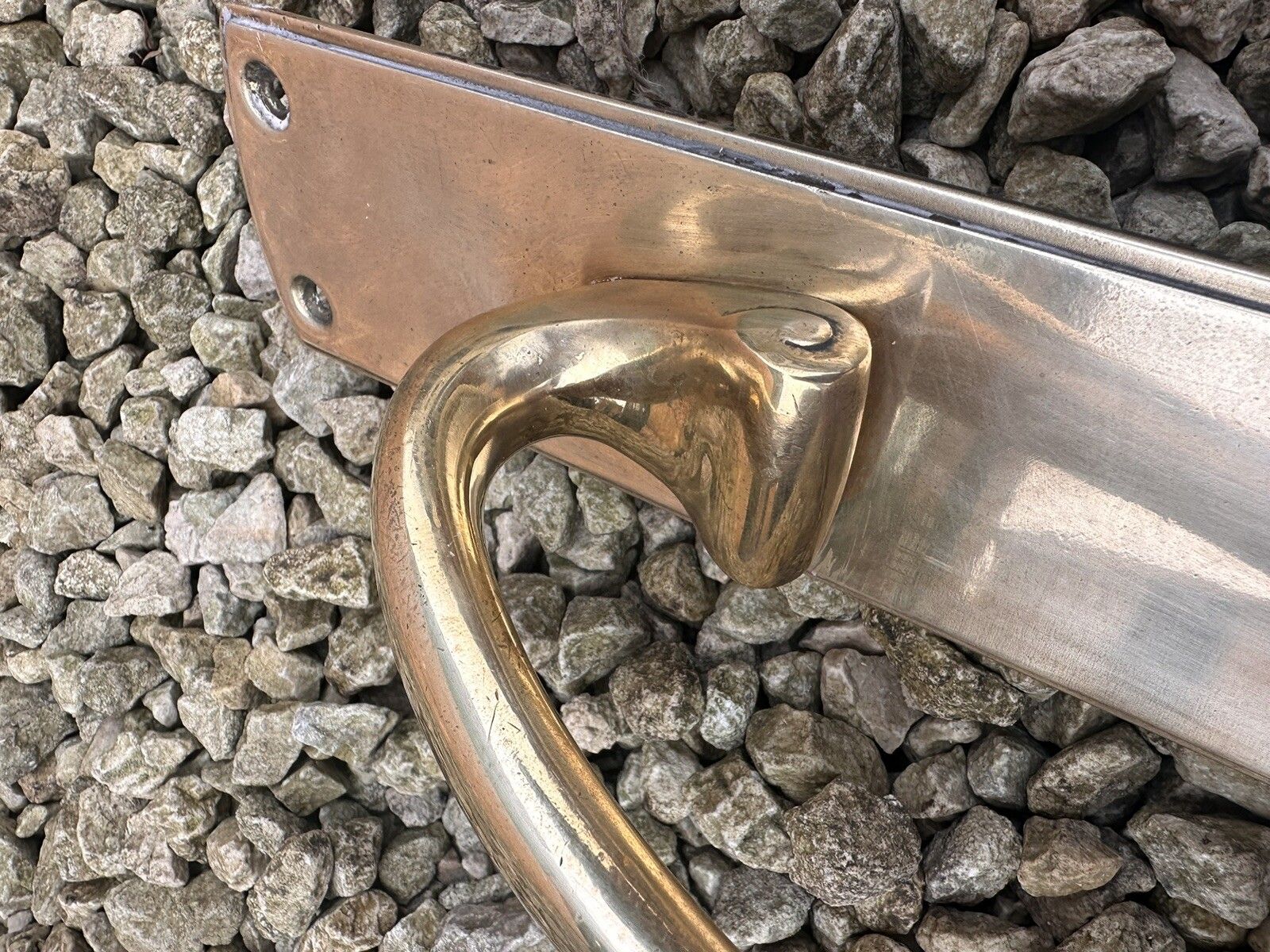 Huge Stunning Reclaimed Antique Hotel Shop Brass Door Handle 18” X 3” photo vinterior