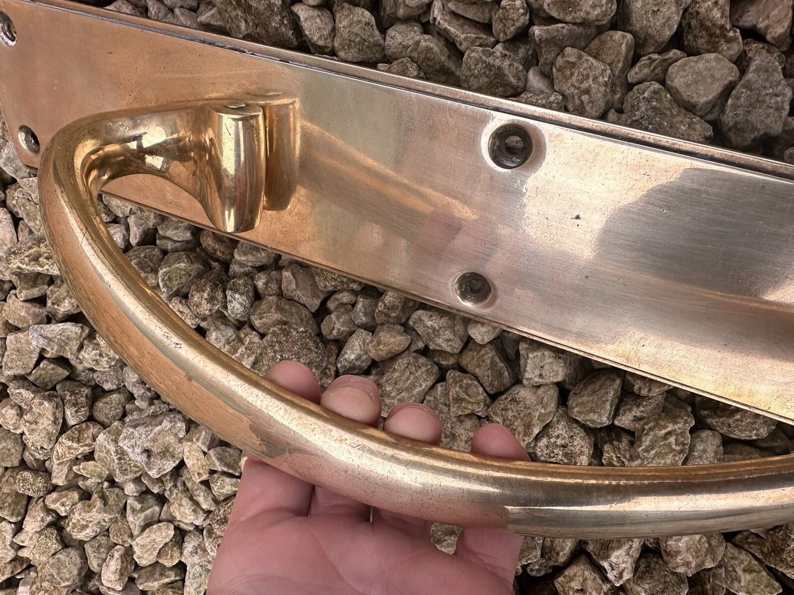 Huge Stunning Reclaimed Antique Hotel Shop Brass Door Handle 18” X 3” photo buy