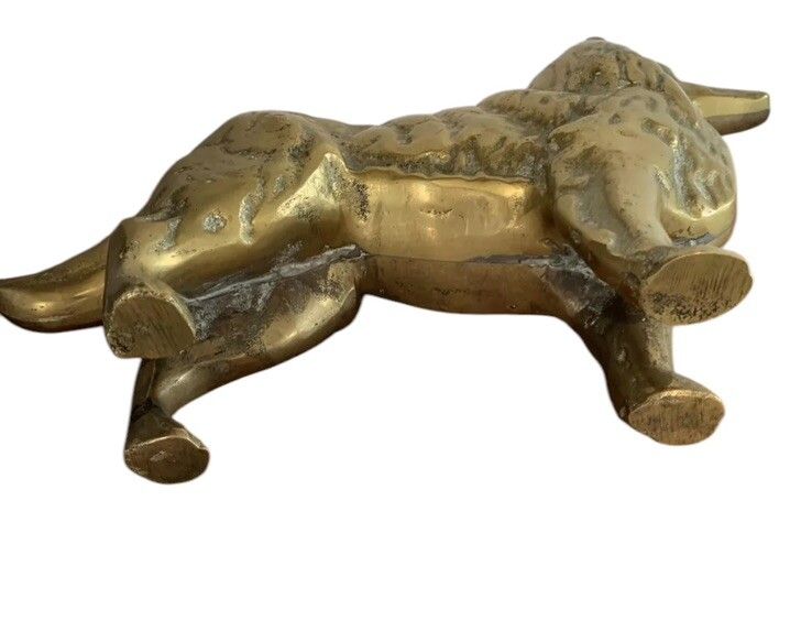Antique Heavy Two Tone Bronze Brass Figure Of A Collie Dog ￼ 4416 Grams photo vinterior