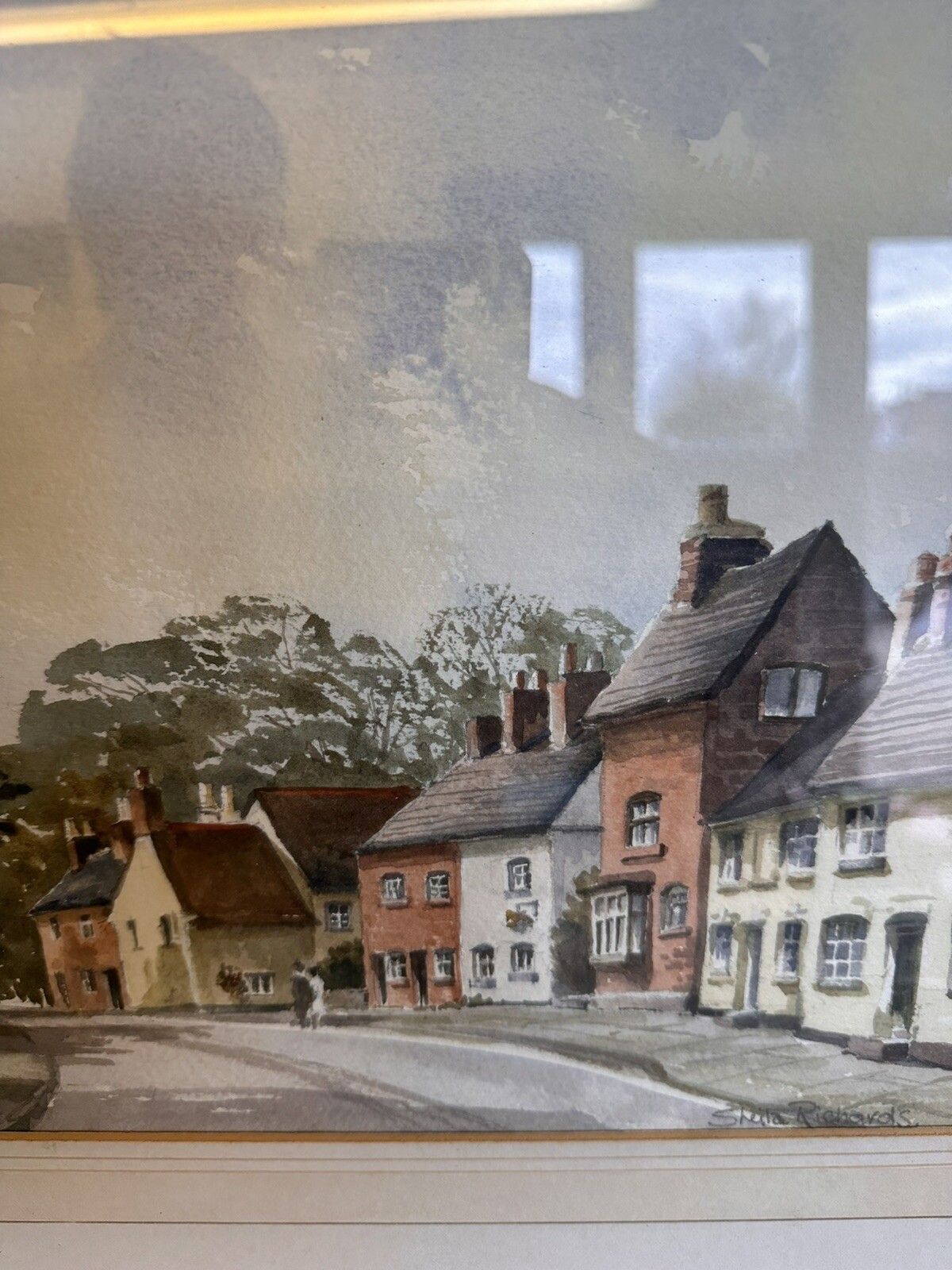 Sheila Richards Signed Contemporary Watercolour Street Architectural Scene photo 55.0