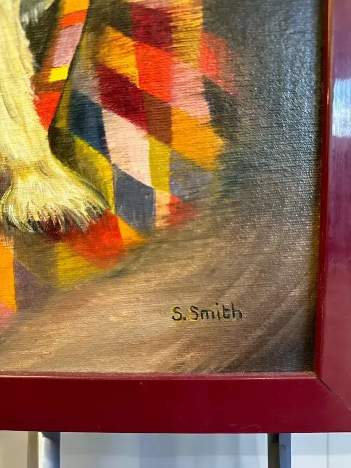 Mid Century Arabian Themed Oil Painting   Afghan Dog   65cm By 55cm   Signed photo furniture