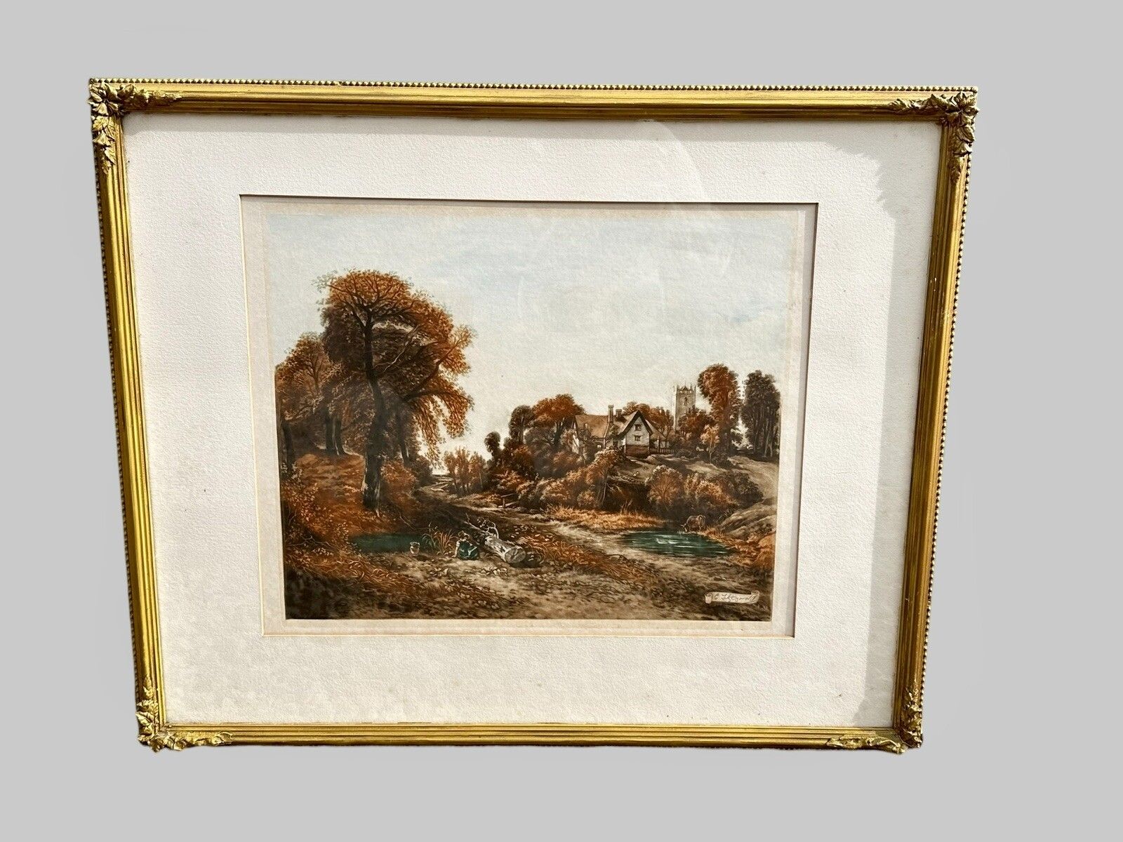 Original Glebe Farm Mezzotint C Fitzgerald After  John Constable Proof Signed photo furniture