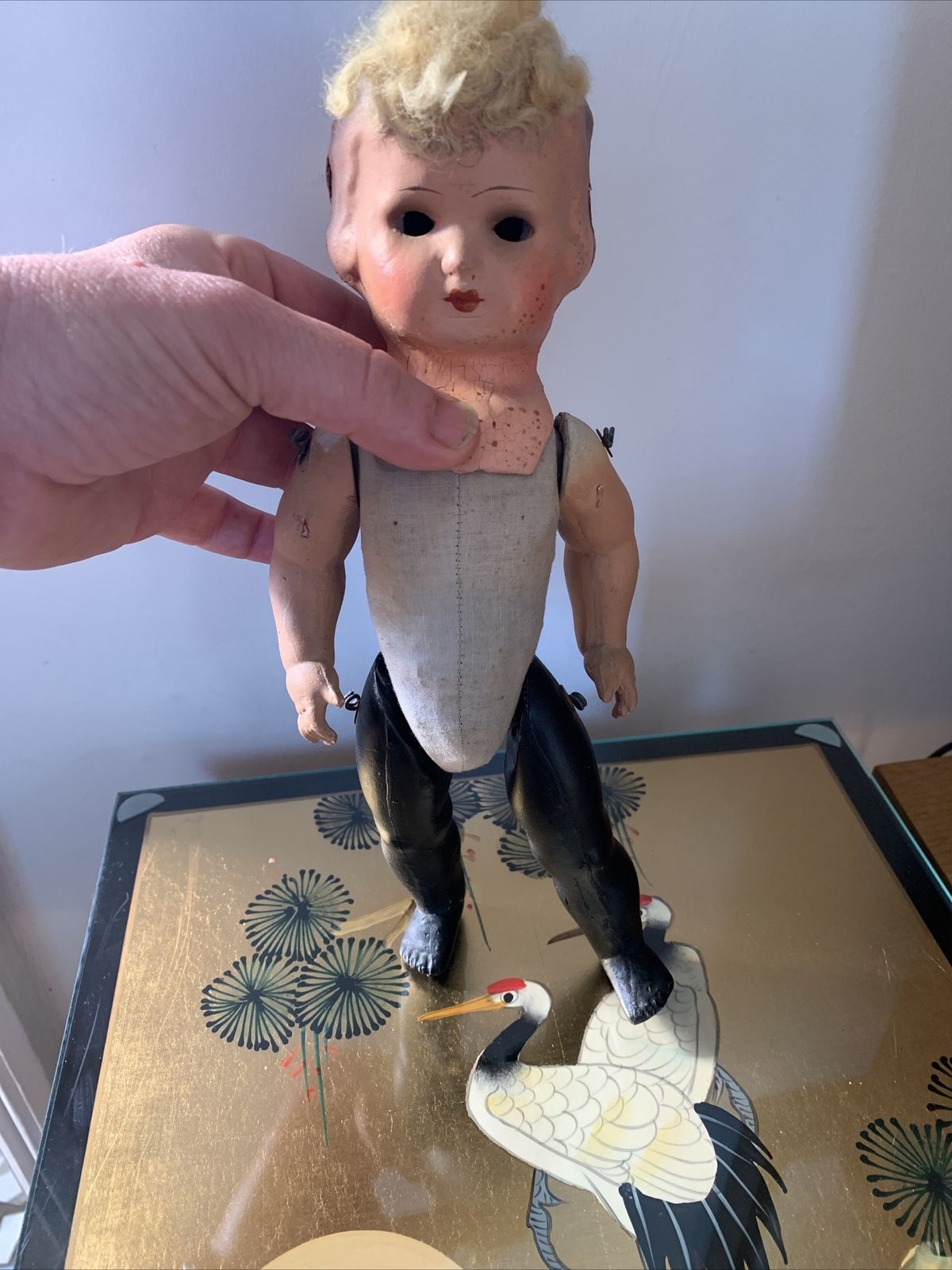 Blonde Haired Antique German Jointed  Doll  10” photo vintage
