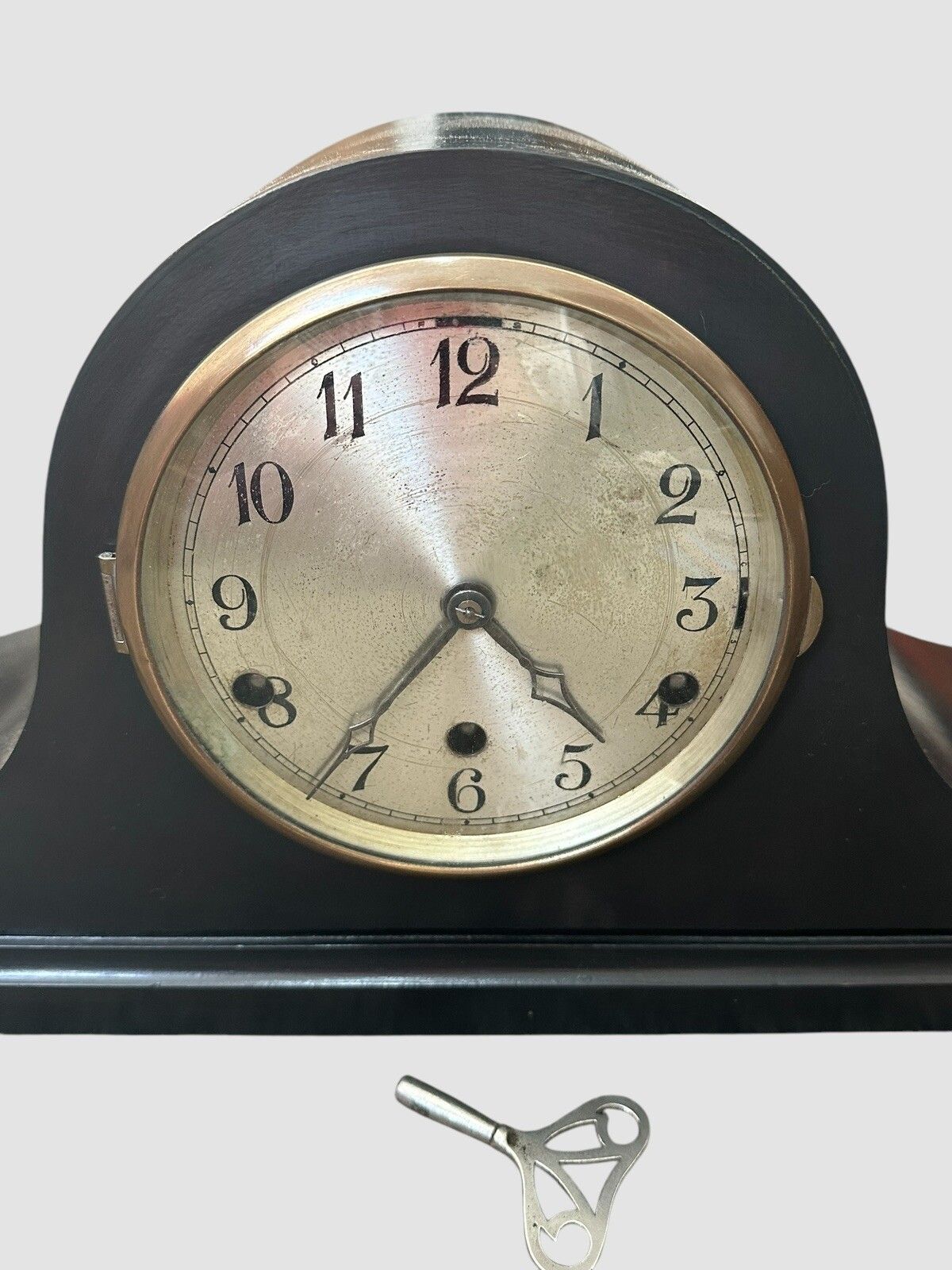 Imposing Ebonised C1930’s “Anvil” Westminster Chiming Clock Working photo furniture
