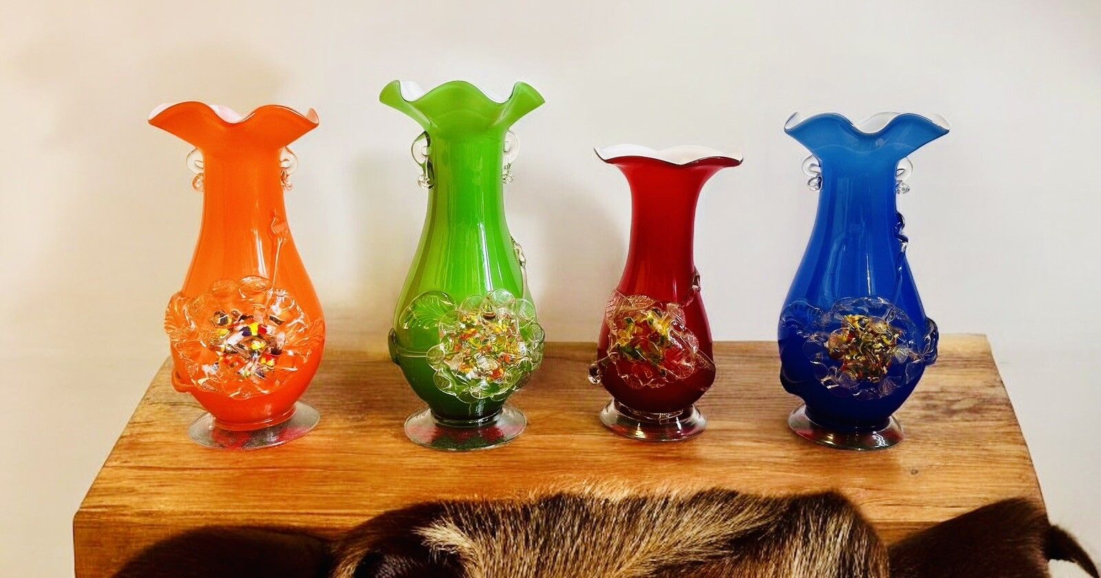Mid Century Italian Coloured Glass Vase Collection  Pontil Mark  Interior Design