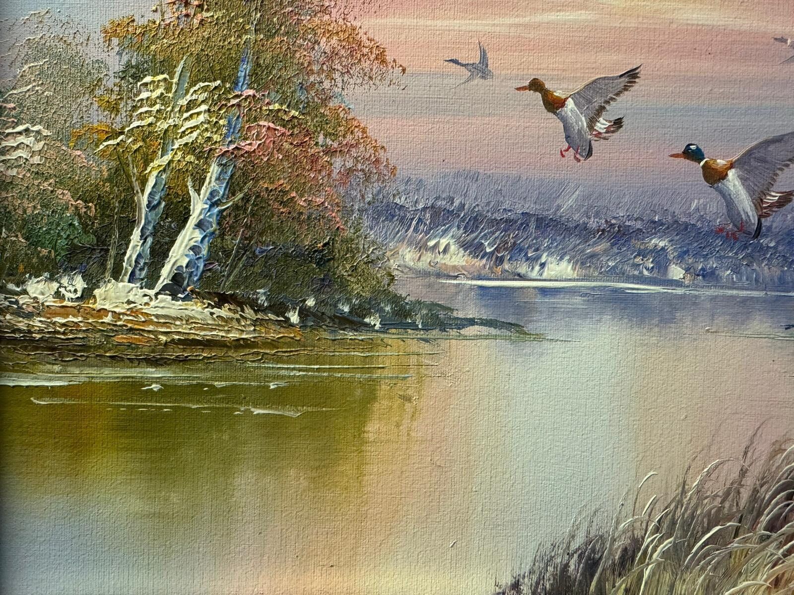 Original Oil On Canavs “Ducks Take Wing" 18.5” By 14.5” Signed By Artist photo 165.0