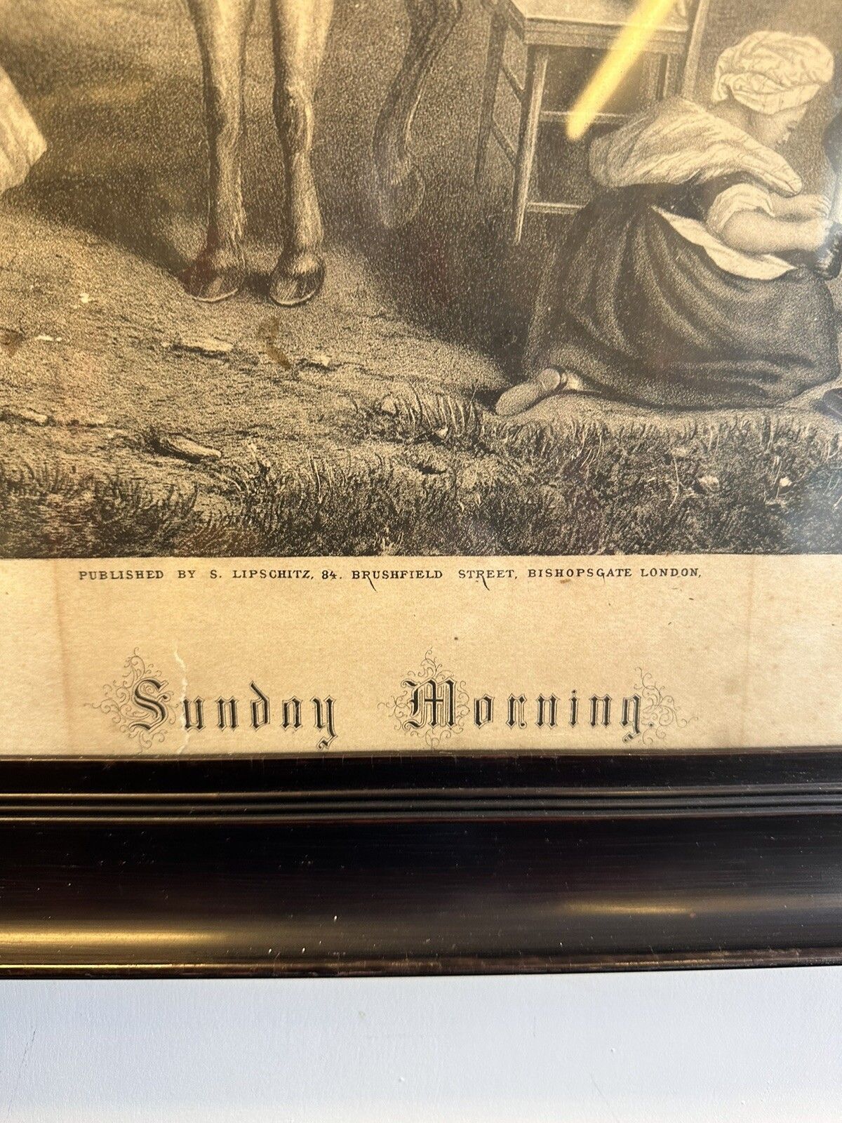19th Century Engraving By S Lipschitz Bishopgate London “Sunday Morning” 72x60cm photo furniture