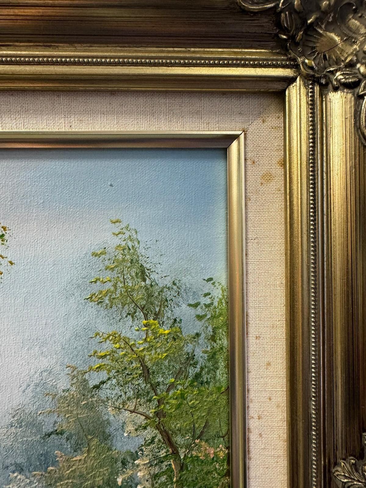Art Irene Cafieri Original Large Oil Painting House In Woods, Signed By Artist photo