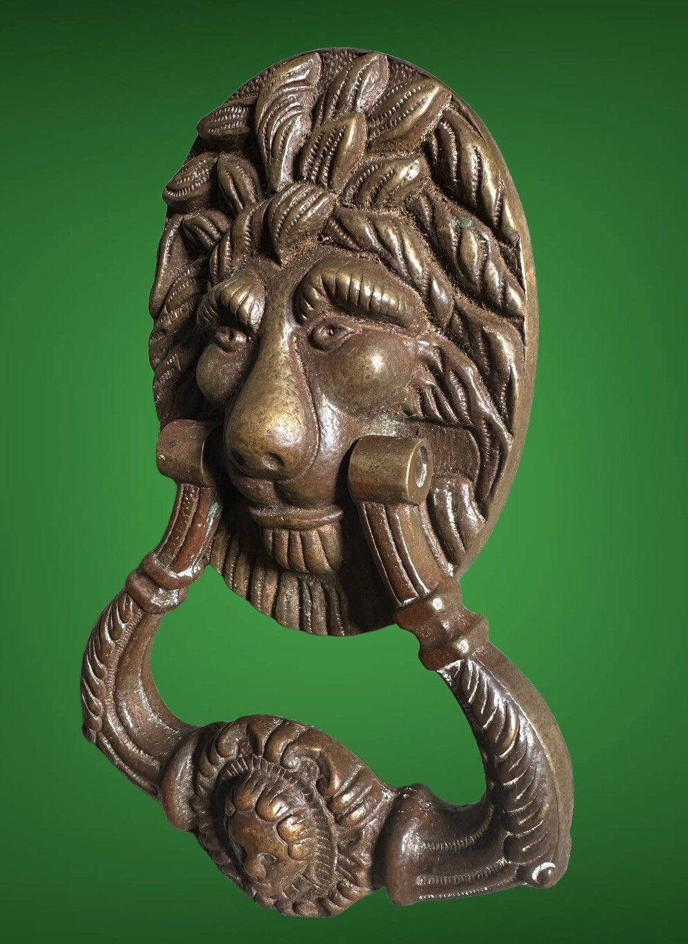 Antique Lion Head  Edwardian Solid Heavy Brass Door Knocker Period Property photo furniture