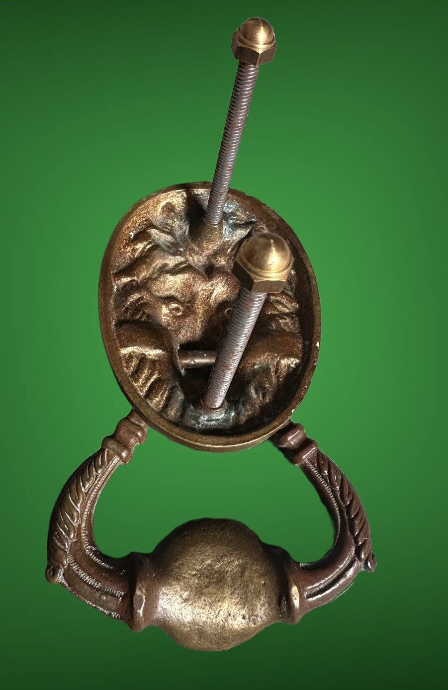 Antique Lion Head  Edwardian Solid Heavy Brass Door Knocker Period Property photo for sale