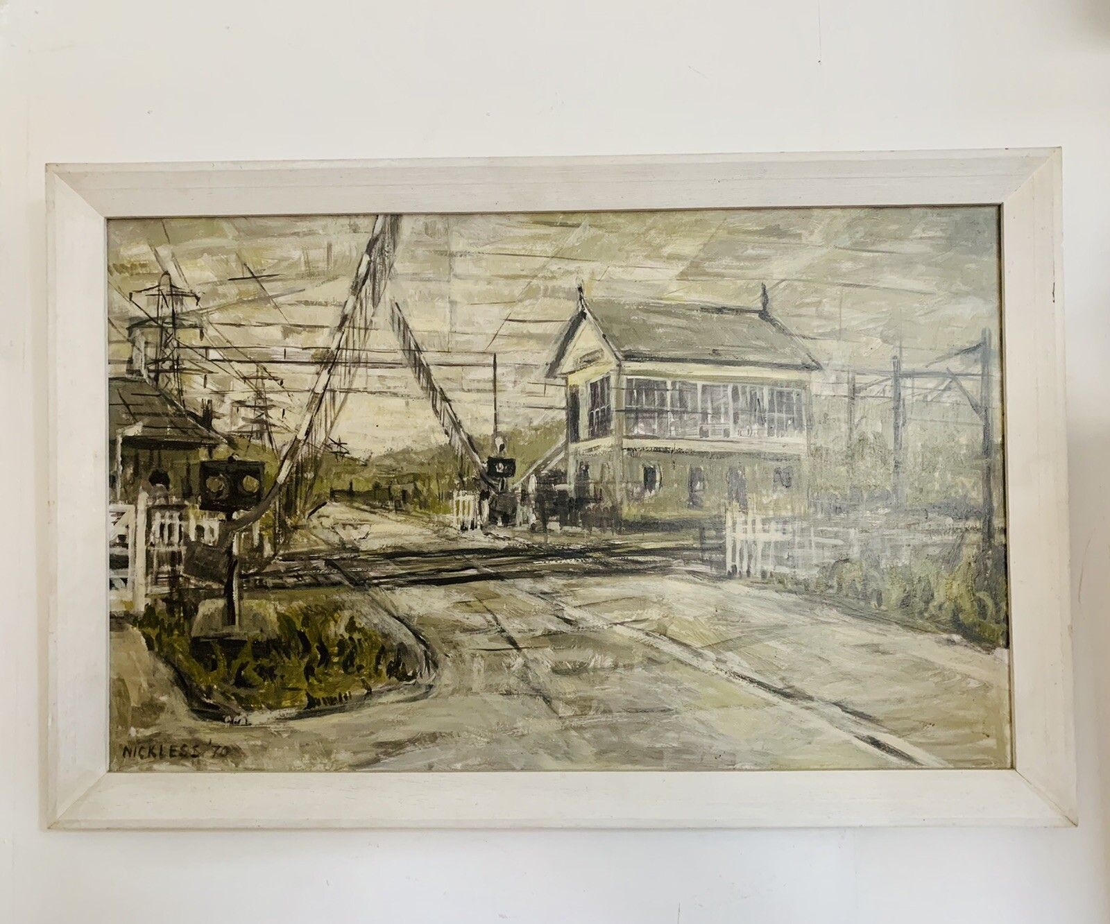 Superb Mid Century 1970’s Original Signed Painting Railway Scene￼