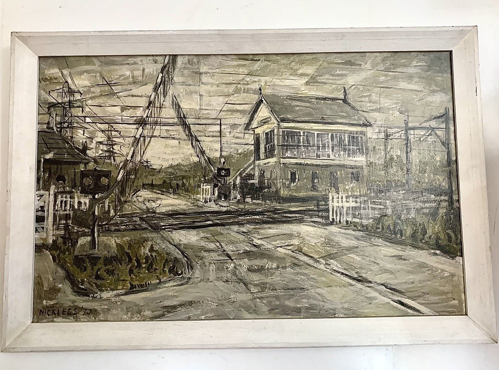 Superb Mid Century 1970’s Original Signed Painting Railway Scene￼ photo Art