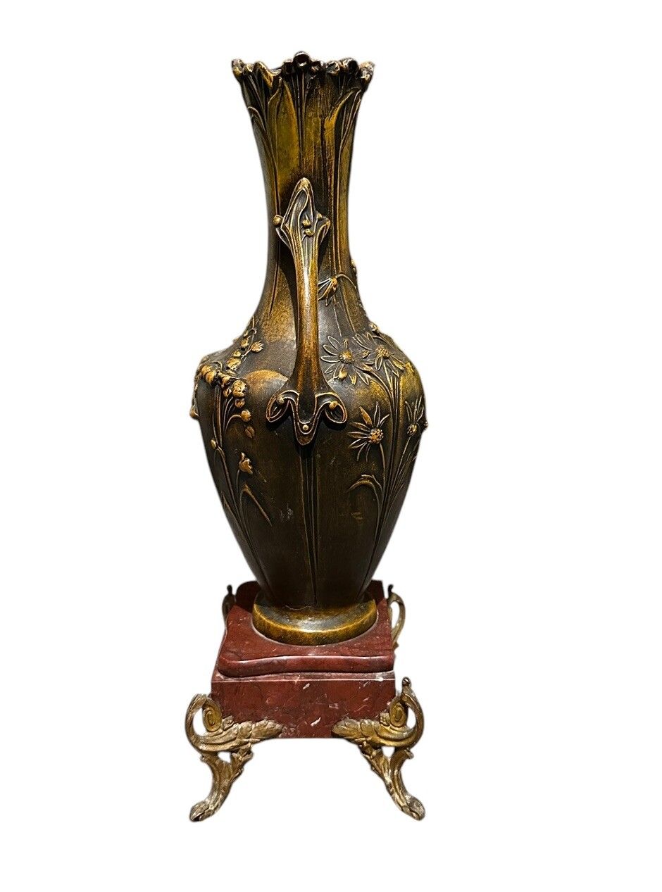 François Moreau (1832 1927), Jugendstil Vase / Art Nouveau Metal And Marble photo Home Decor