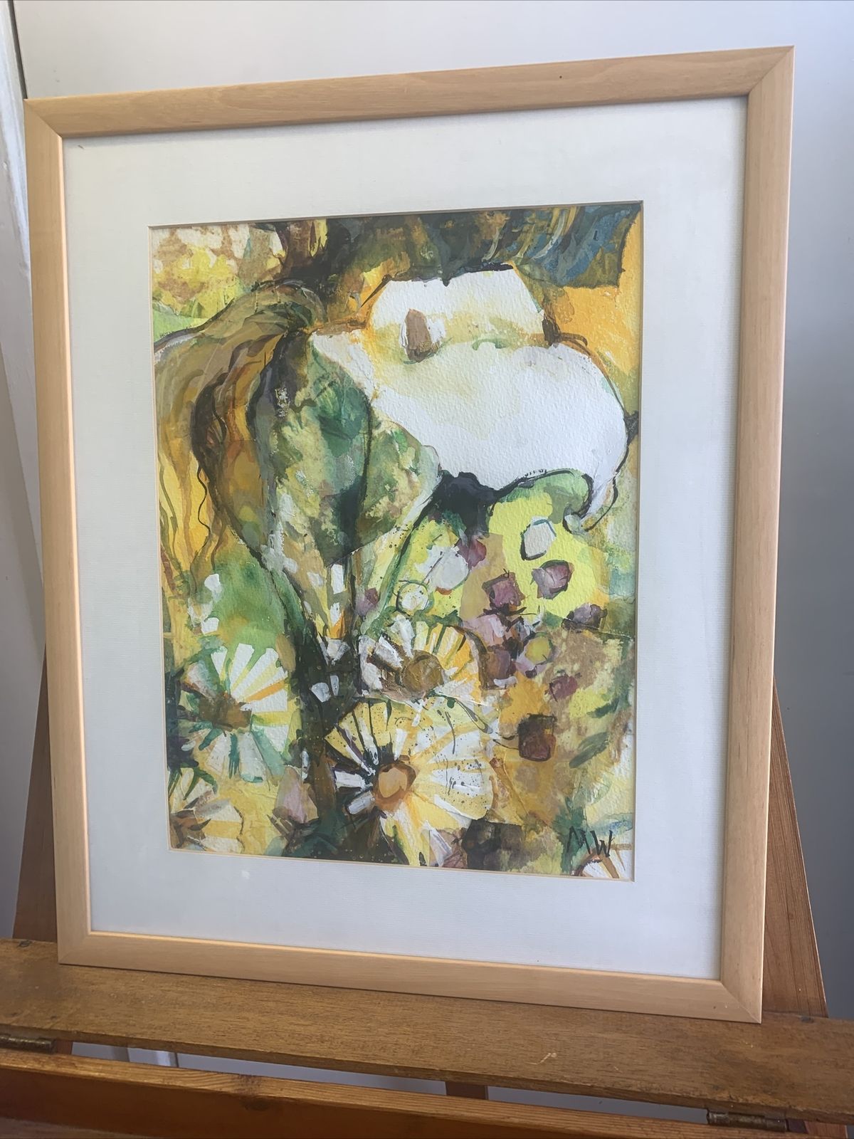 Mid Century Watercolour Mix Media Painting By Margaret Whitehead. Signed