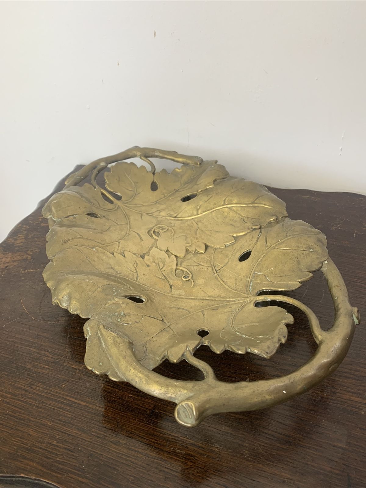Stunning Antique Art Nouveau Heavy Brass Tray Centrepiece ￼ Business Cards photo for sale