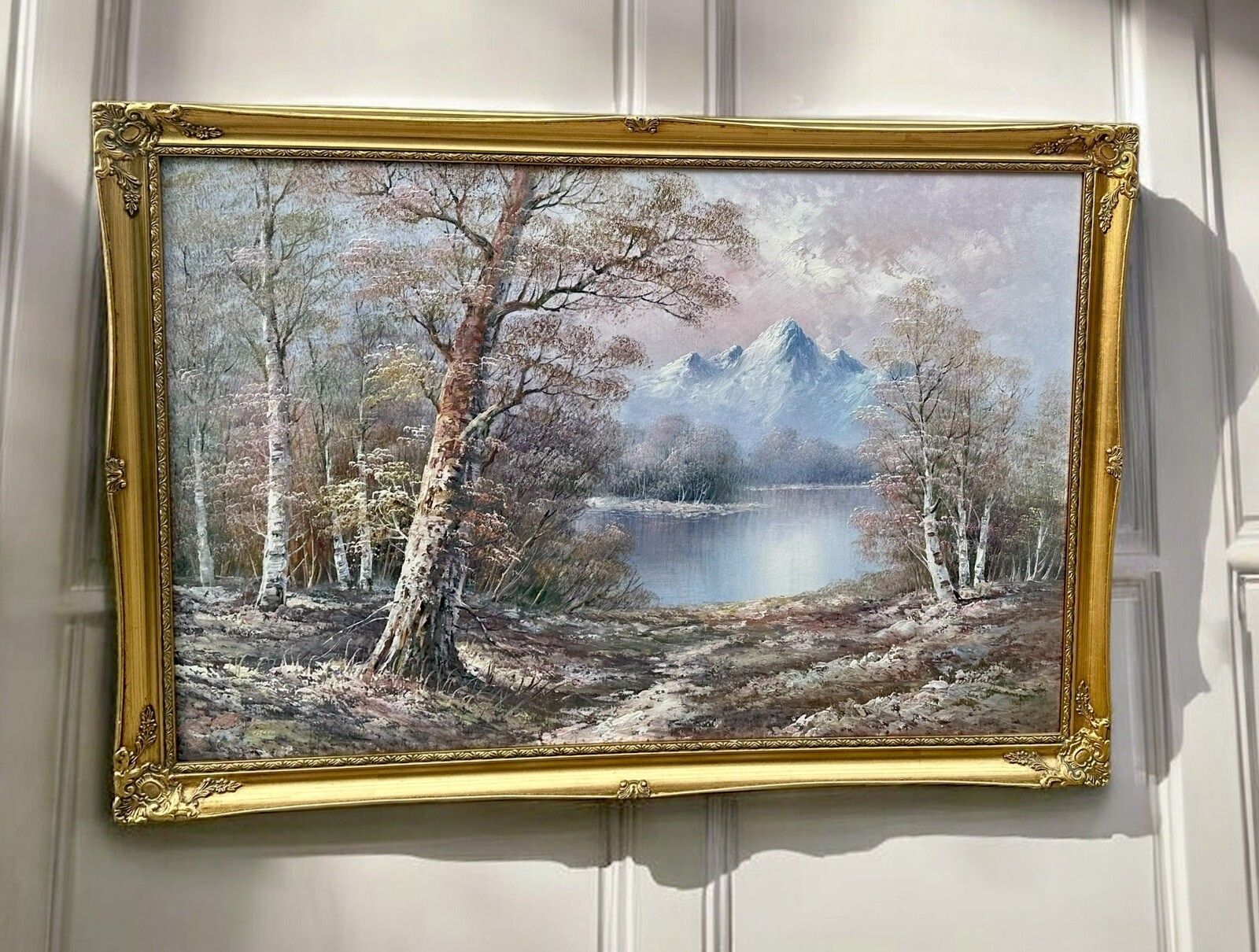 Mid Century  Large Original Oil On Canvas Winter Landscape 102cm By 72cm