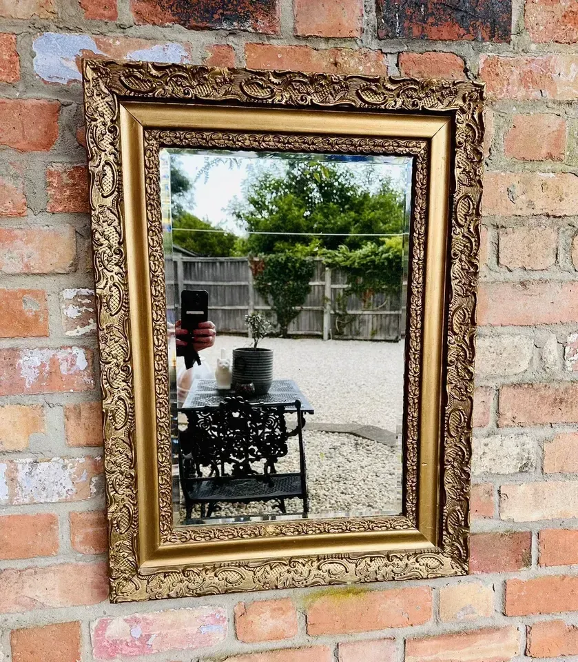 Exceptional Antique English 19th C Gilt Bevelled Mirror 80cm By 60￼Cm photo 250.0