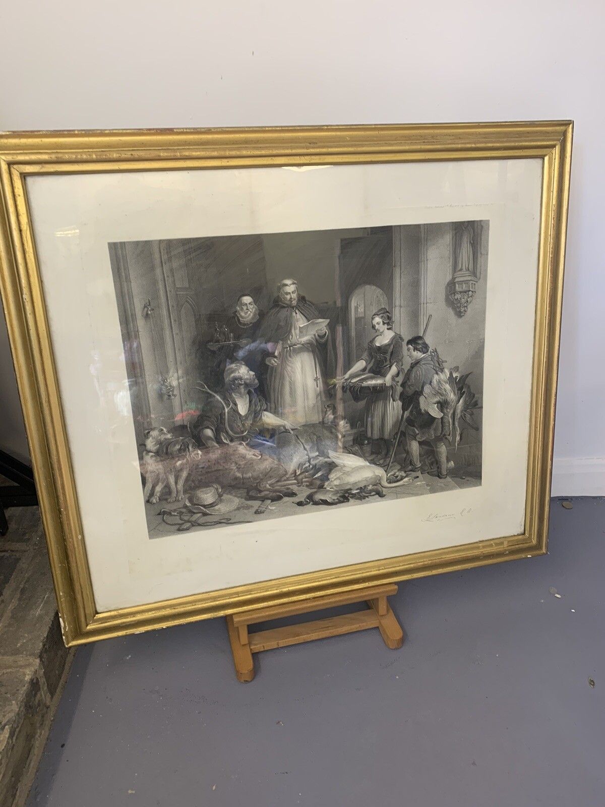 19th Century Engraving After Sir Edwin Landseer "Bolton Abbey In Olden Times" photo for sale