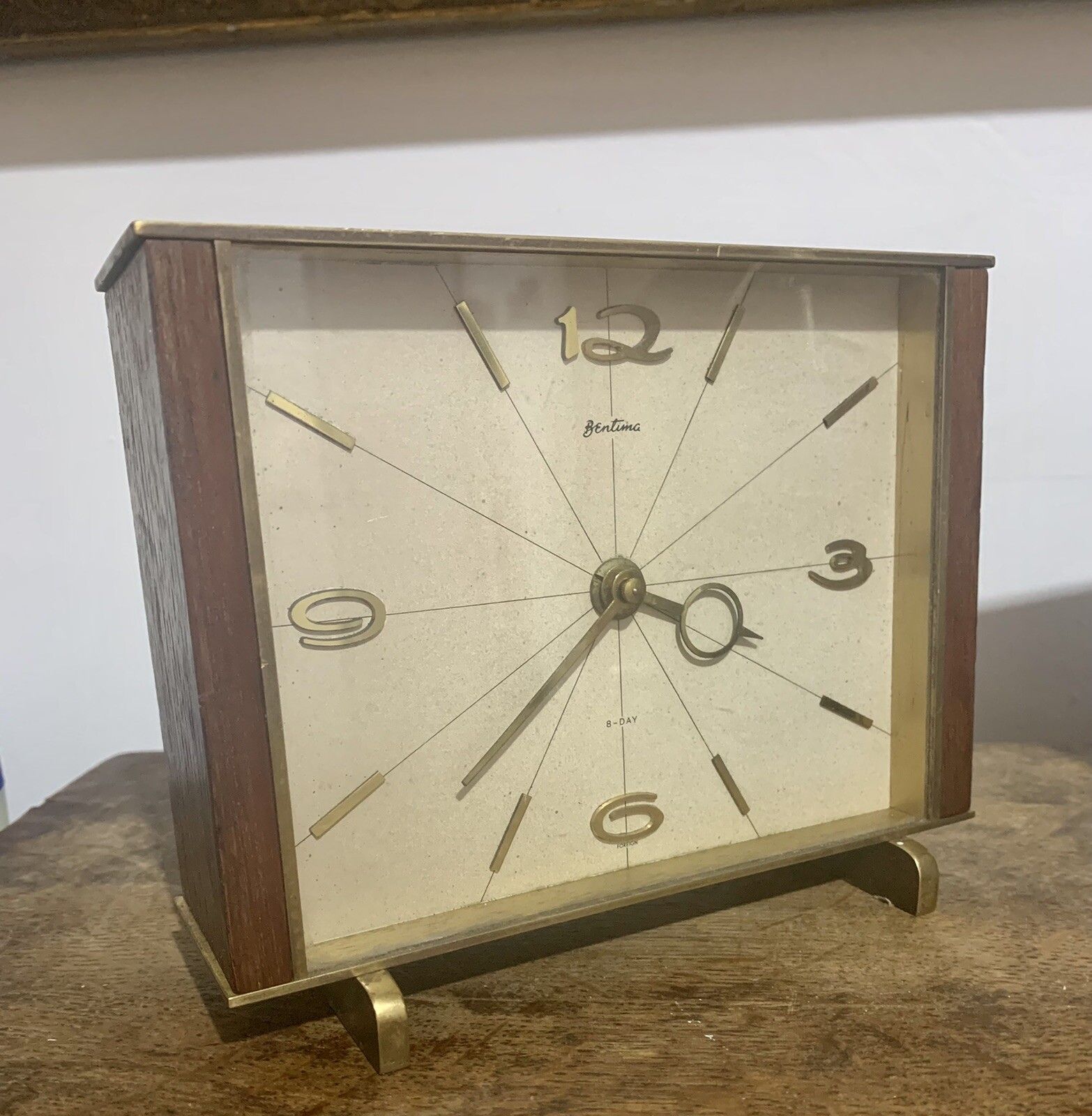 Vintage 60’a Stylish Mid Century German Clock By Bentima Teakwood And Brass photo furniture