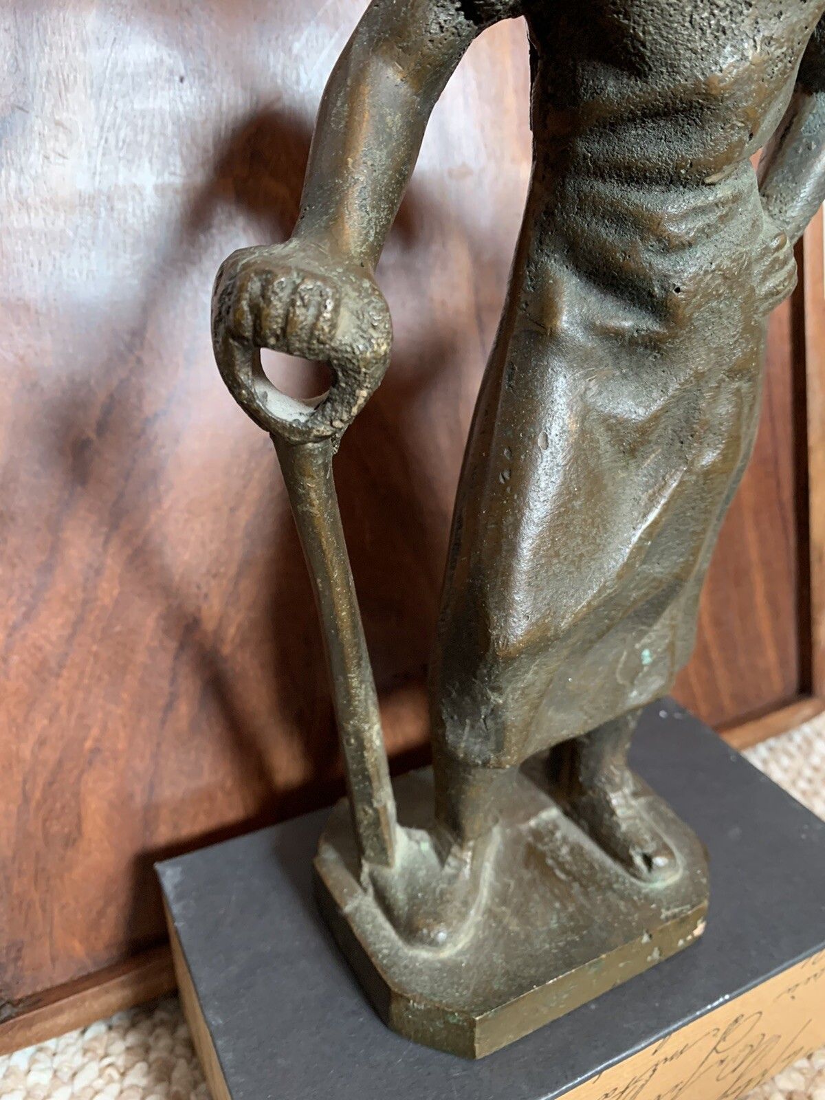 Antique Bronze Figure Statue Of A Blacksmith Very Heavy 28cm photo Art