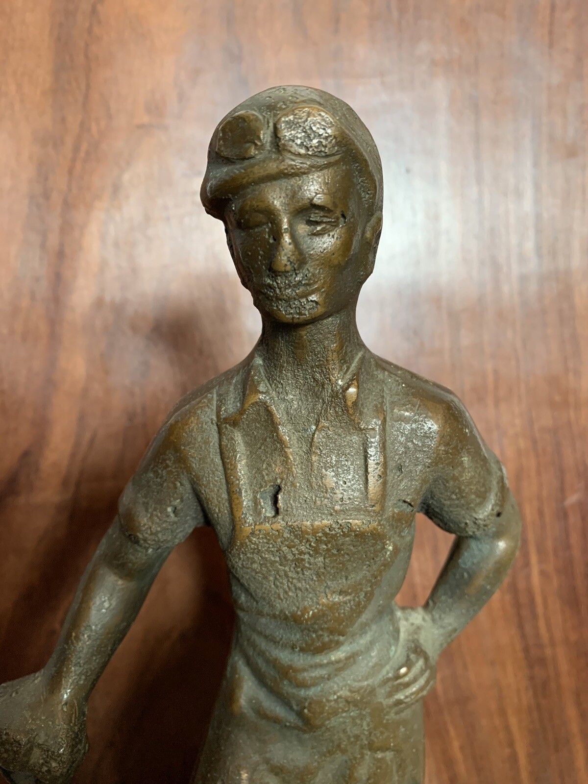 Antique Bronze Figure Statue Of A Blacksmith Very Heavy 28cm photo vinterior