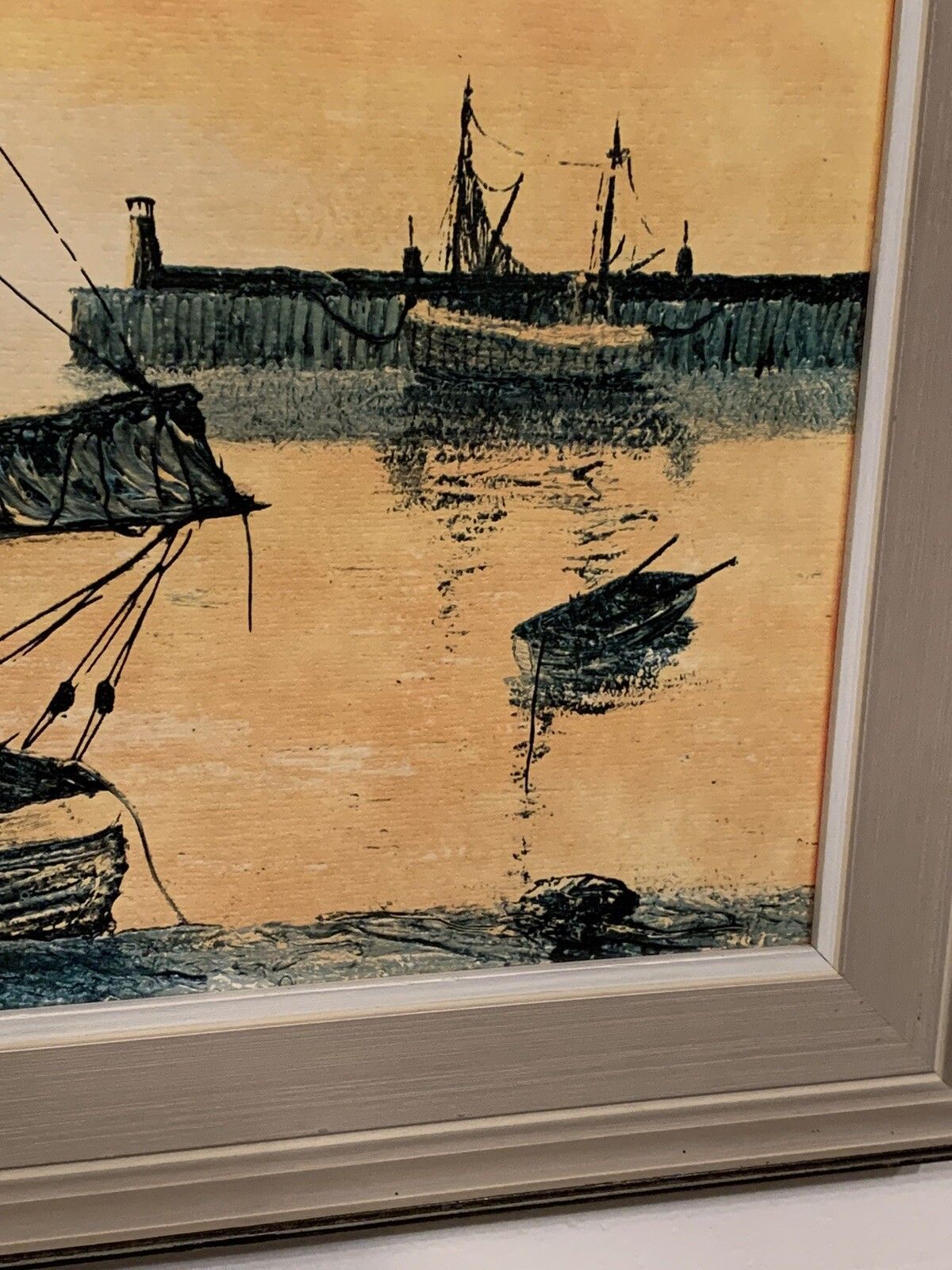Vtg 60’s 70’s Mid Century Print Maret Blnn Fisherman’s Retreat  147cm By 46.5 photo vinterior