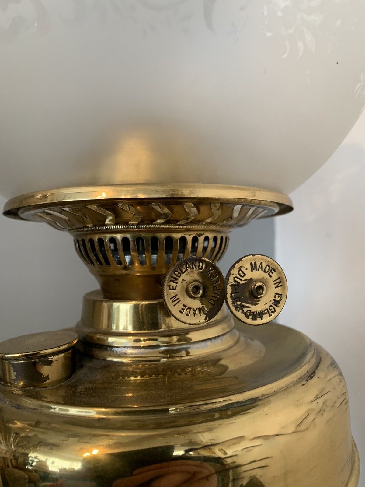 Lighting Large  Brass  Corinthian Column Base For Duplex Kerosene Oil Lamp, Clean ! photo