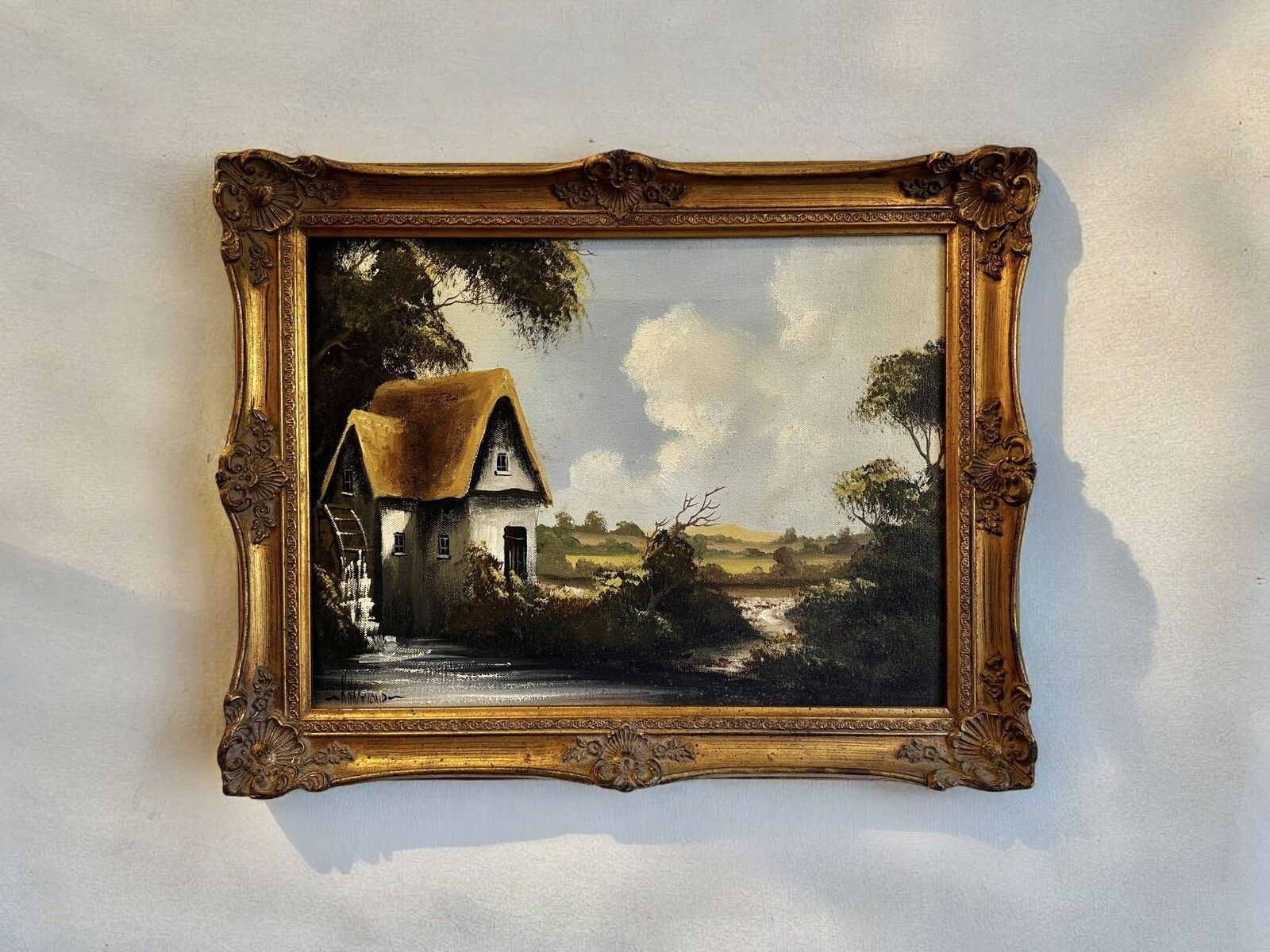 Original Signed Oil On Canvas By Ken Hammond Landscape Country Cottage photo 120.0
