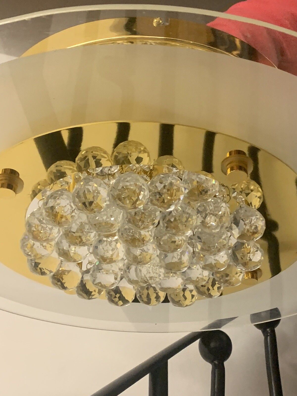 Vintage Stunning Crystal Flush Mount  Chandelier Glass And Gold Plated photo buy