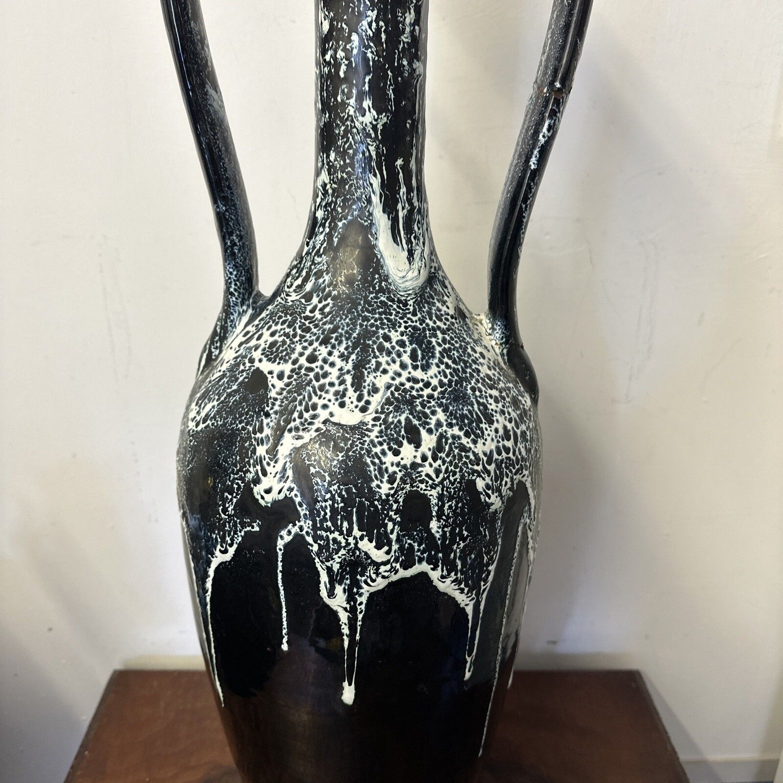 Mid Century Superb Signed Large Pottery Vase Twin Handles  Glazed 70cm H photo furniture