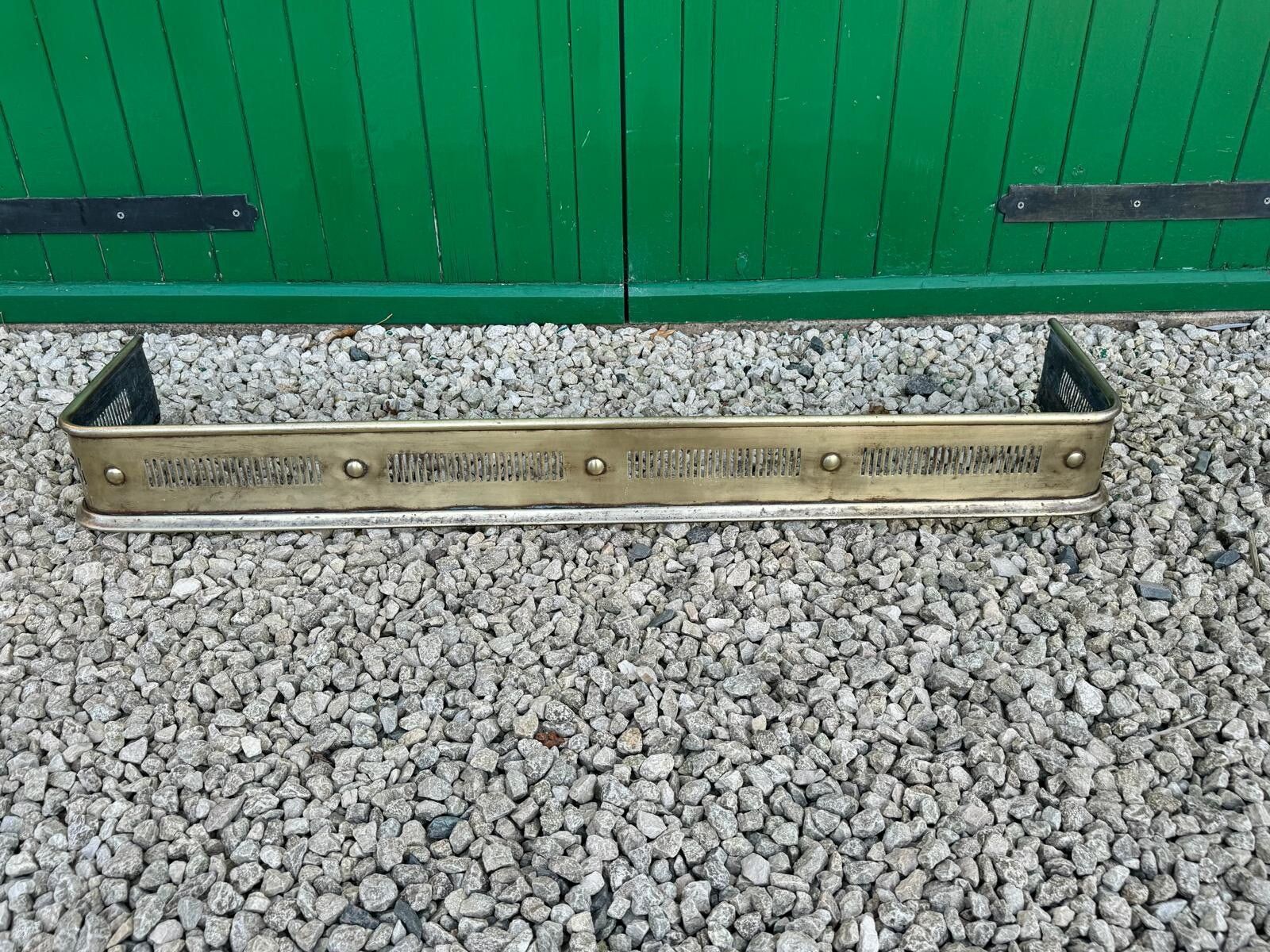Georgian Style Pierced Brass Fireplace Fender C1900’s photo furniture