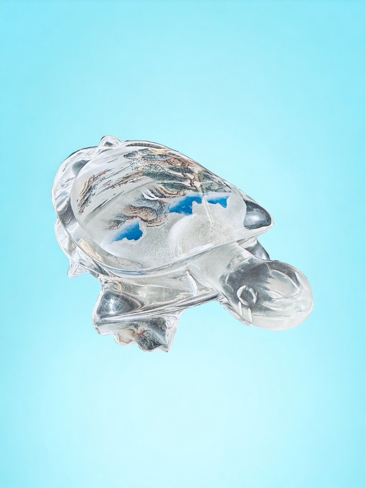 Oriental Reverse Glass Painting Snuff Perfume Bottle In The Form Of A Turtle