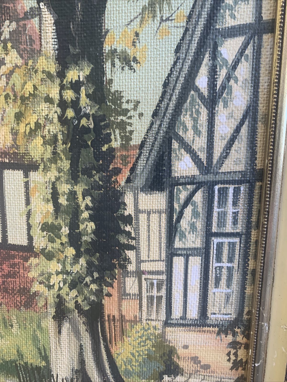 Original Painting Berkshire Village Signed By Artist E Richardson￼ 1967 photo vinterior