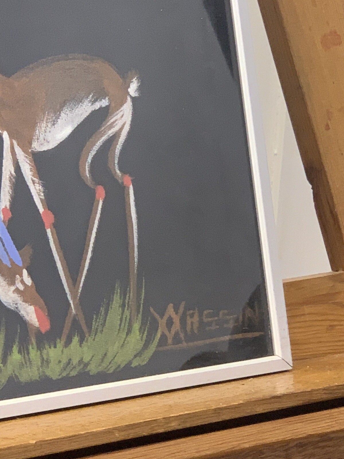 Mid Century Painting Art Signed By Artist  Xxassin* Nigeria 60s Art  Fabulous photo for sale