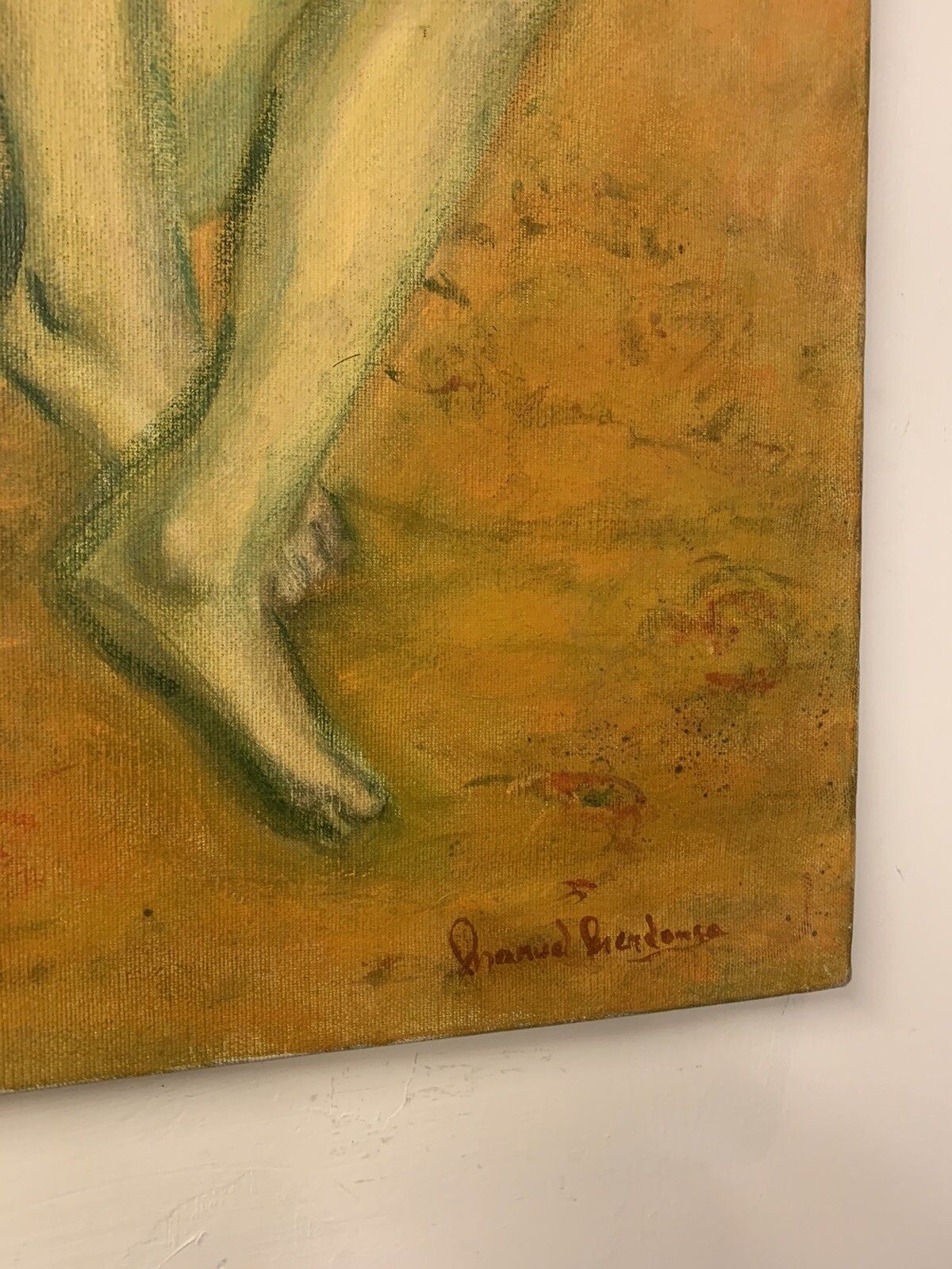 Mid Century Erotica Mood Oil On Canvas Painting Signed By Artist￼￼ photo Art