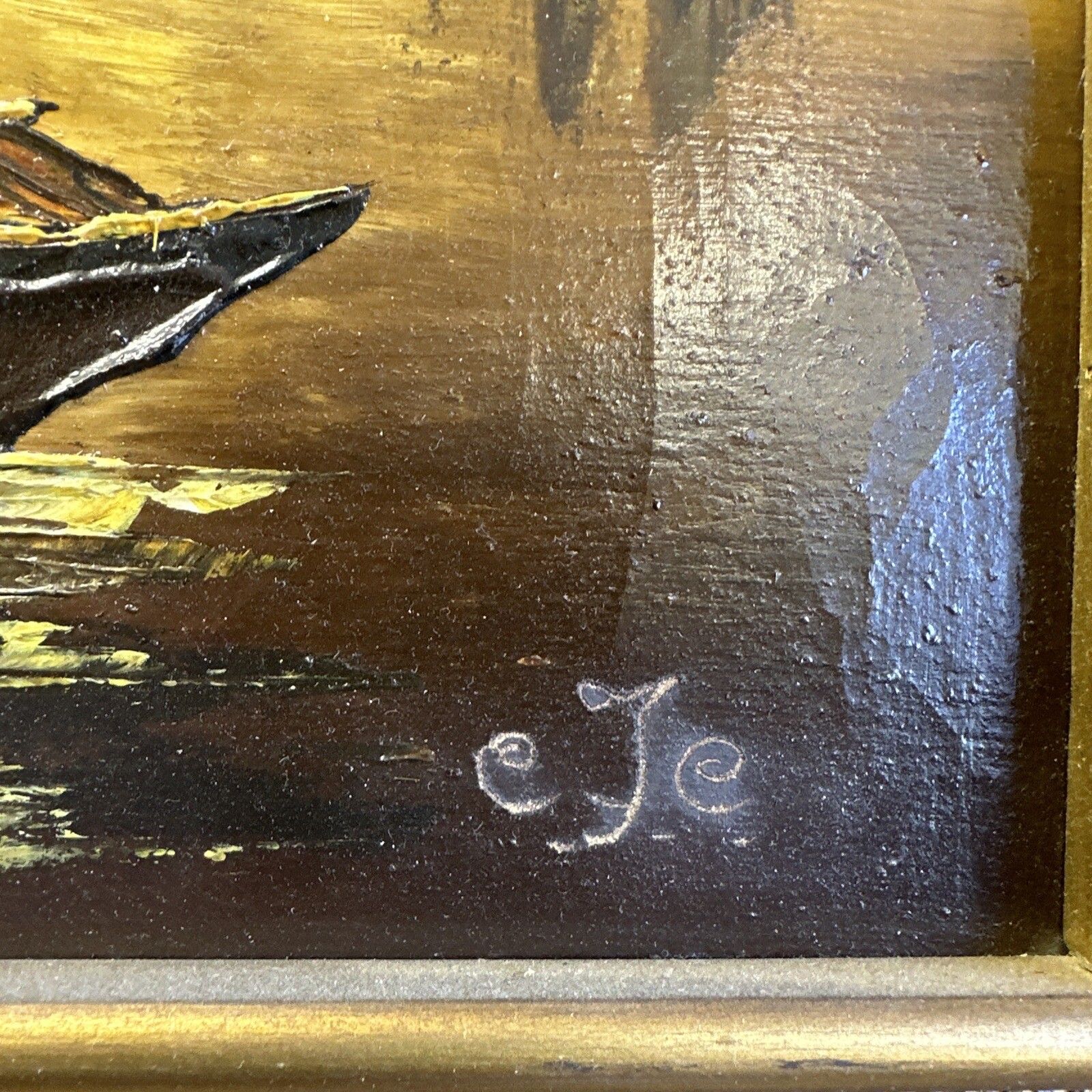 Superb Mid Century Signed Oil On Canvas Nautical Maritime Scene 54cm X 43cm photo Art
