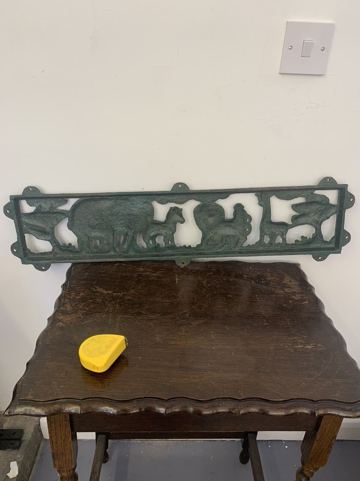 Antique Vintage Cast Iron Metal Zoo Safari Wall Plaque Panel  /  78cm By 20cm photo 95.0