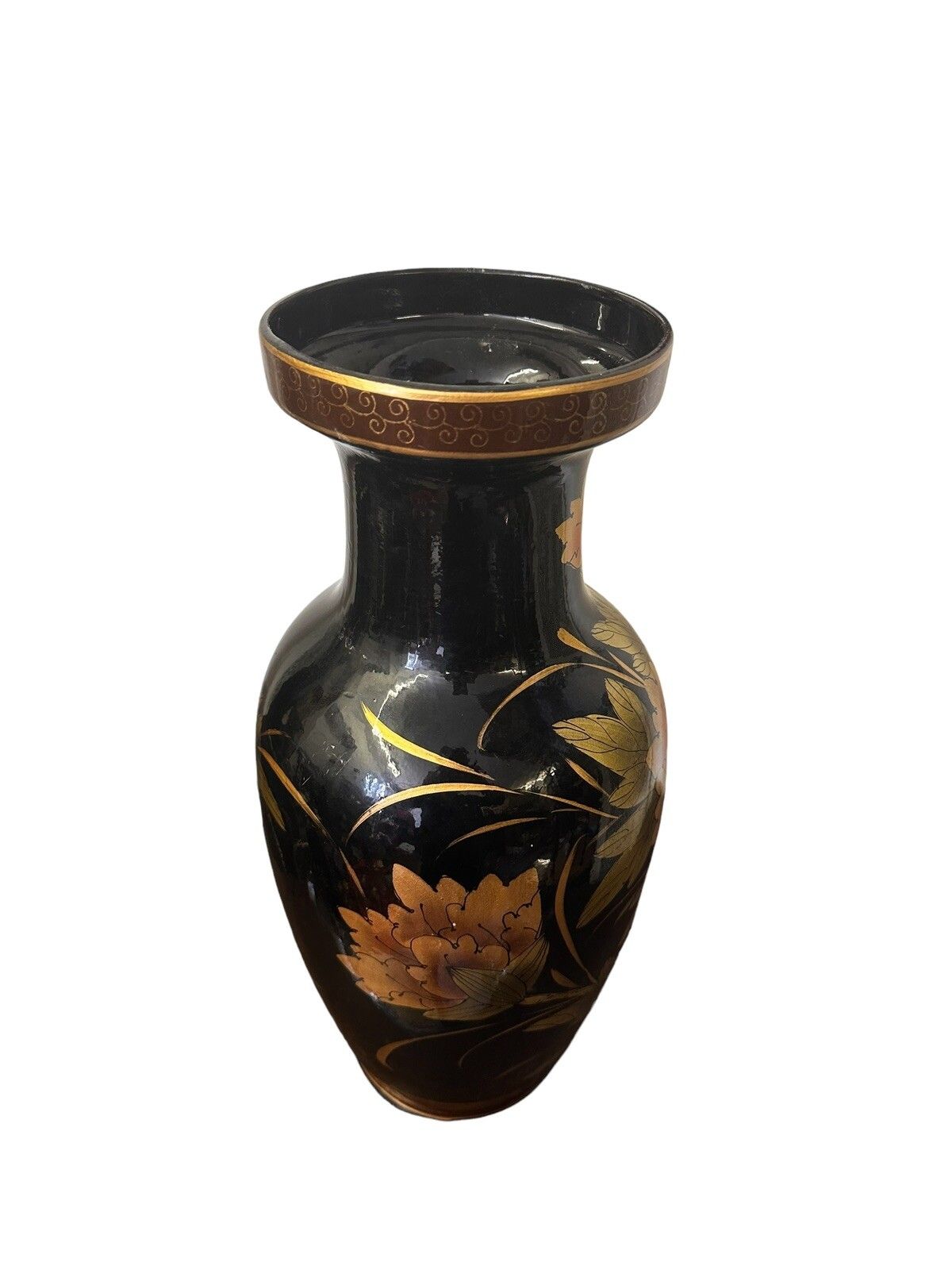 Antique Large Handpainted Gorgeous Oriental Vase Stamped To Base photo buy
