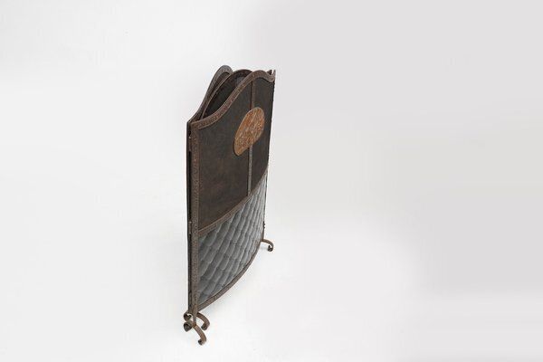 photo vinterior French Art Deco Wrought Iron Fireplace Screen, 1890s