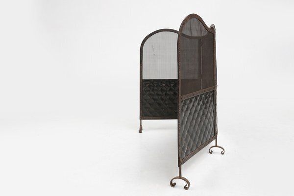 photo vintage French Art Deco Wrought Iron Fireplace Screen, 1890s