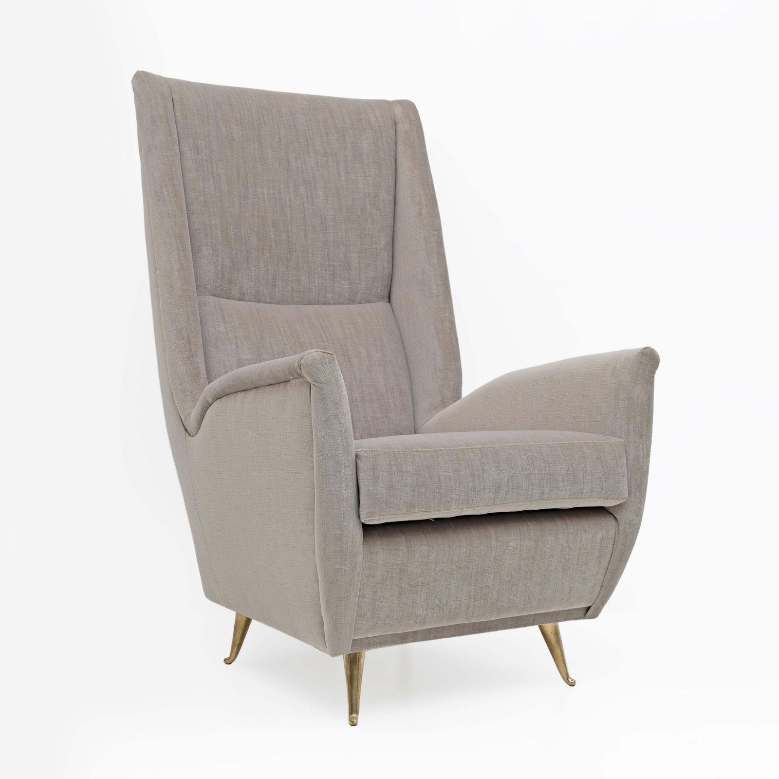 Pair Of Gio Ponti Mid Century Modern Velvet High Back Armchairs By Isa, 1950s photo Furniture