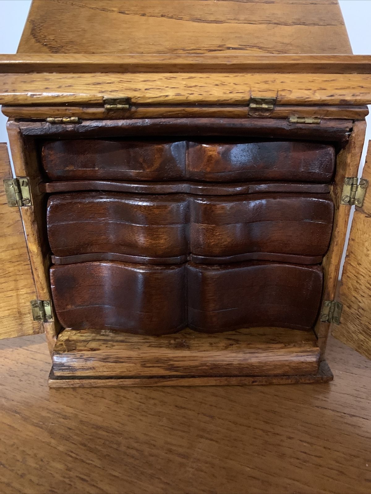 Antique Oak Wooden Miniature Apprentice Piece Bureau photo for sale