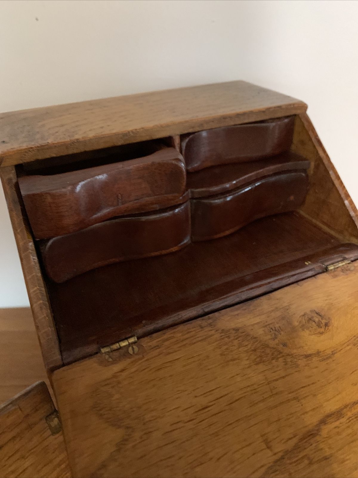 Antique Oak Wooden Miniature Apprentice Piece Bureau photo 125.0