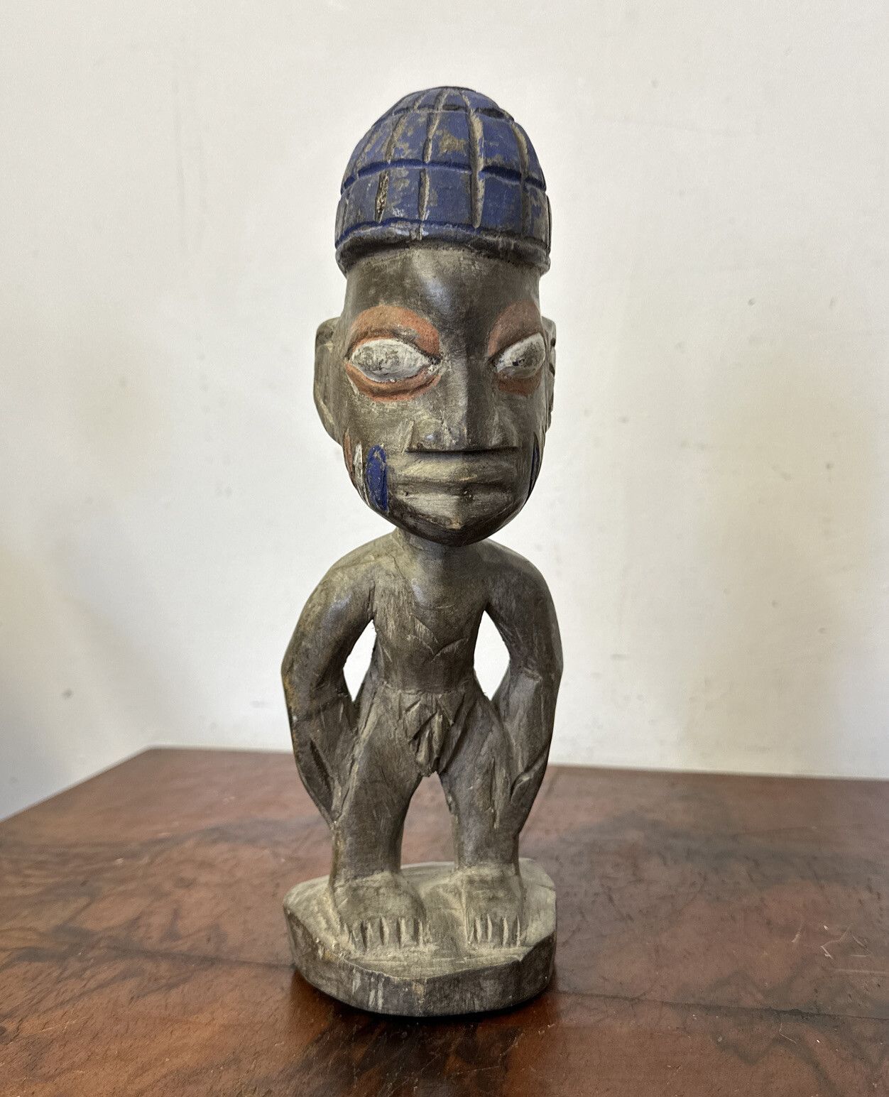Old African Tribal Art Nigeria Yoruba Figure Carved Statue 11” High photo furniture