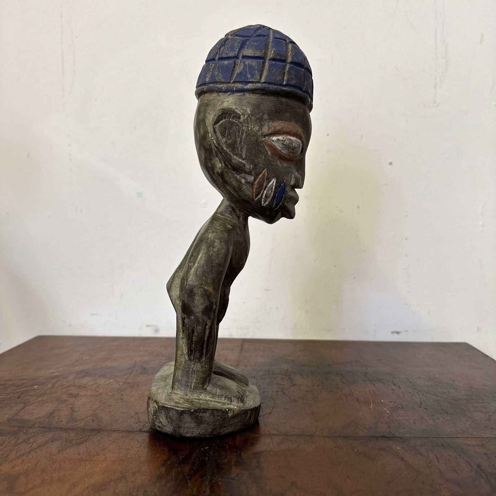 Old African Tribal Art Nigeria Yoruba Figure Carved Statue 11” High photo vinterior
