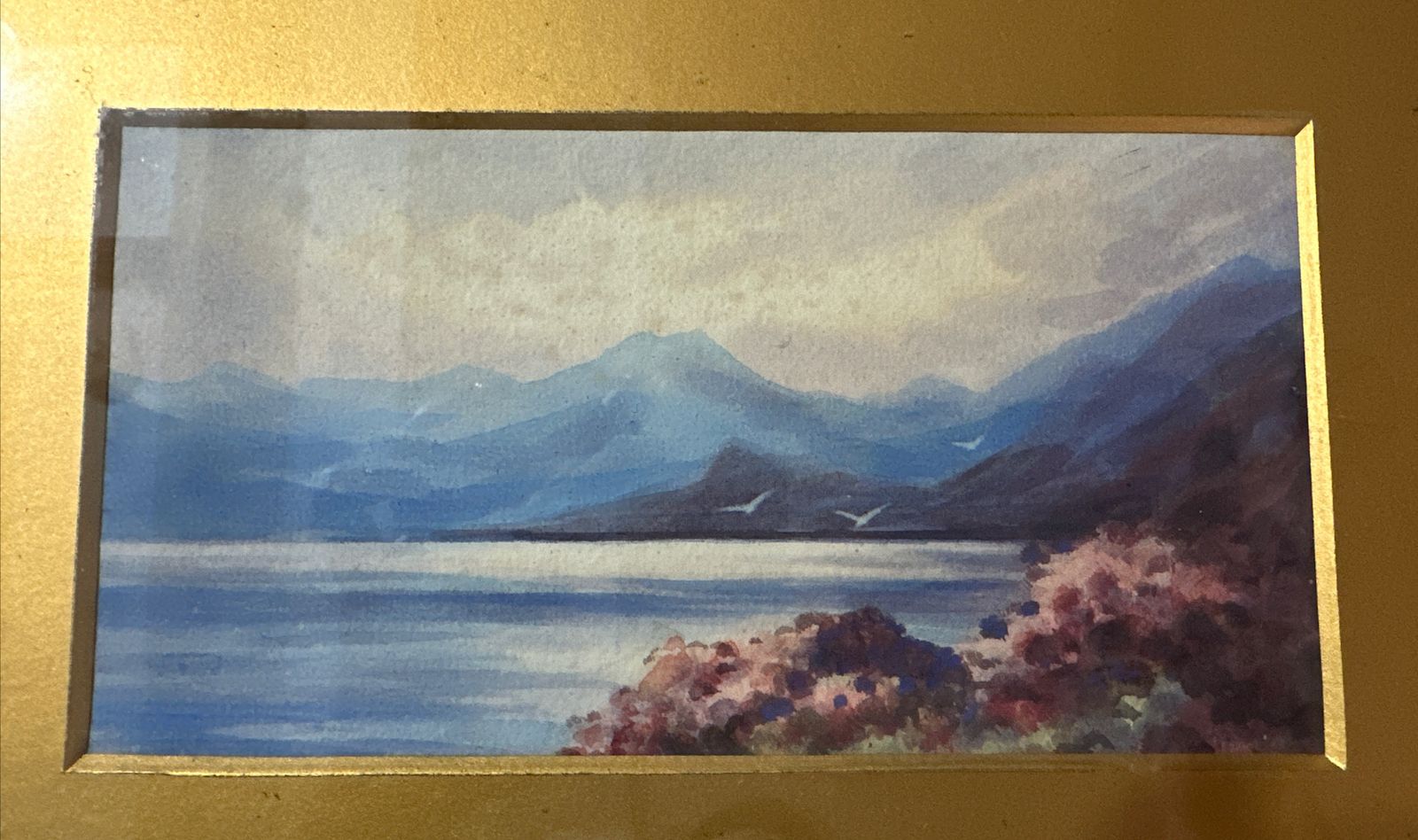 Antique Original Painting  River Scene Seascape / Mountains photo furniture