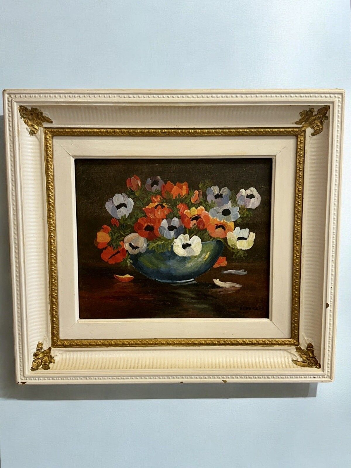 Outstanding C 1950s Oil On Canvas Signed Botanical Still Life Flowers photo 150.0