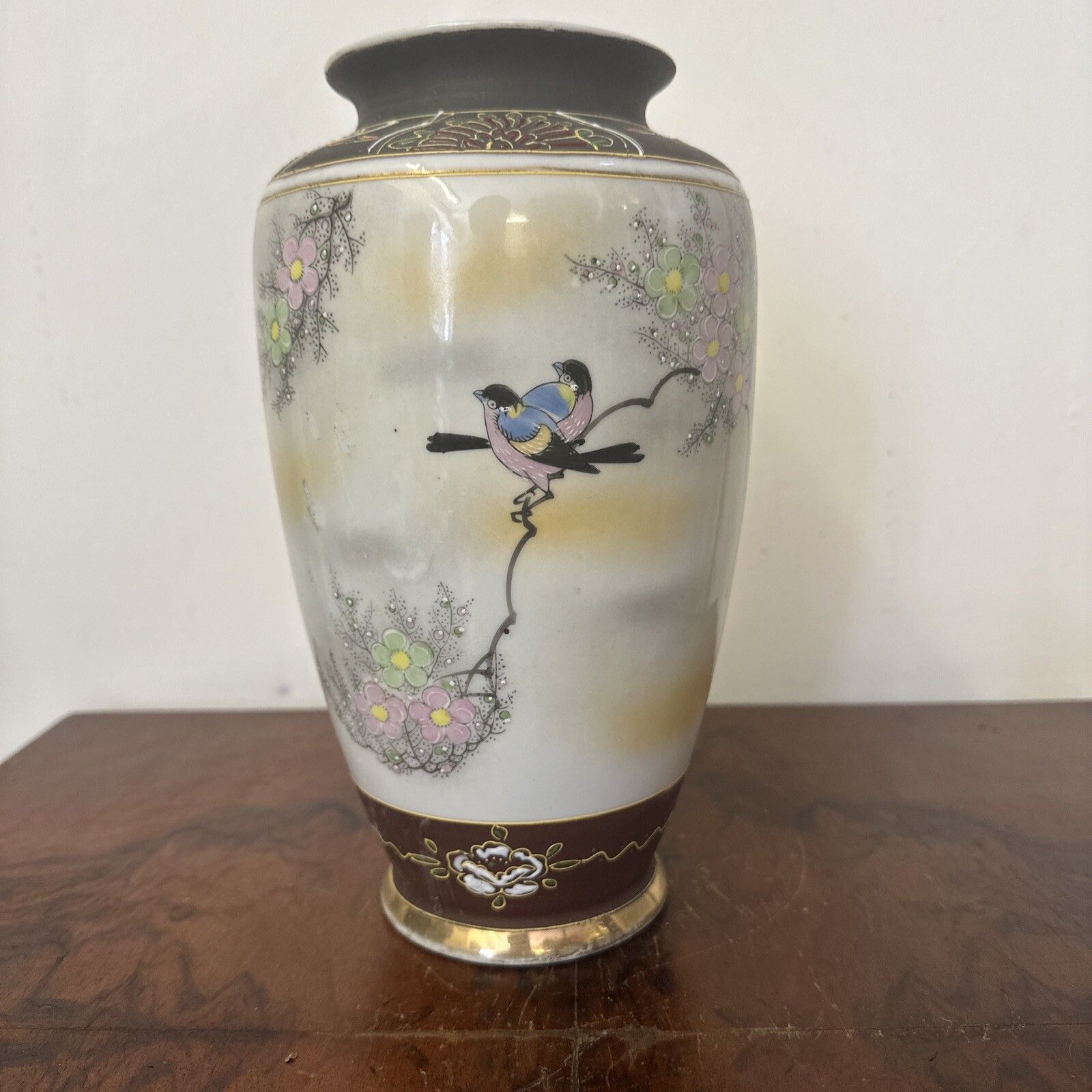 Antique Oriental Japanese Handpainted Satsuma Vase￼ Stamp To Base 25cm H photo furniture
